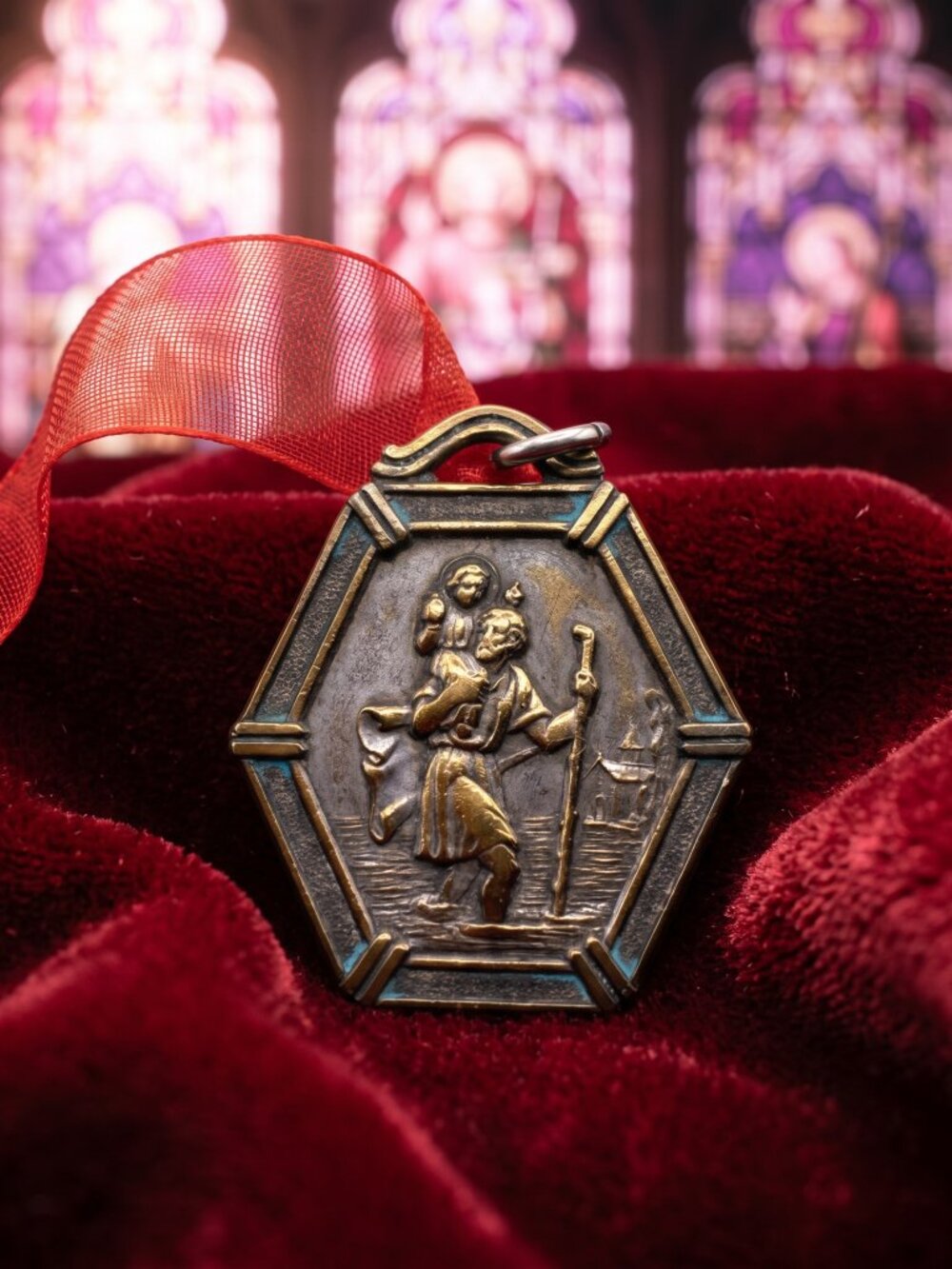 Vintage Saint Christopher Religious Medal Pendant